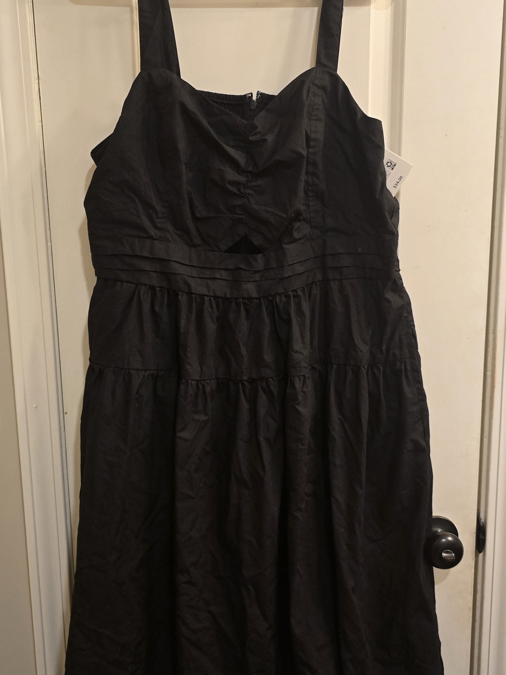 Free Assembly Black Tiered Midi Dress NWT Keyhole Detail